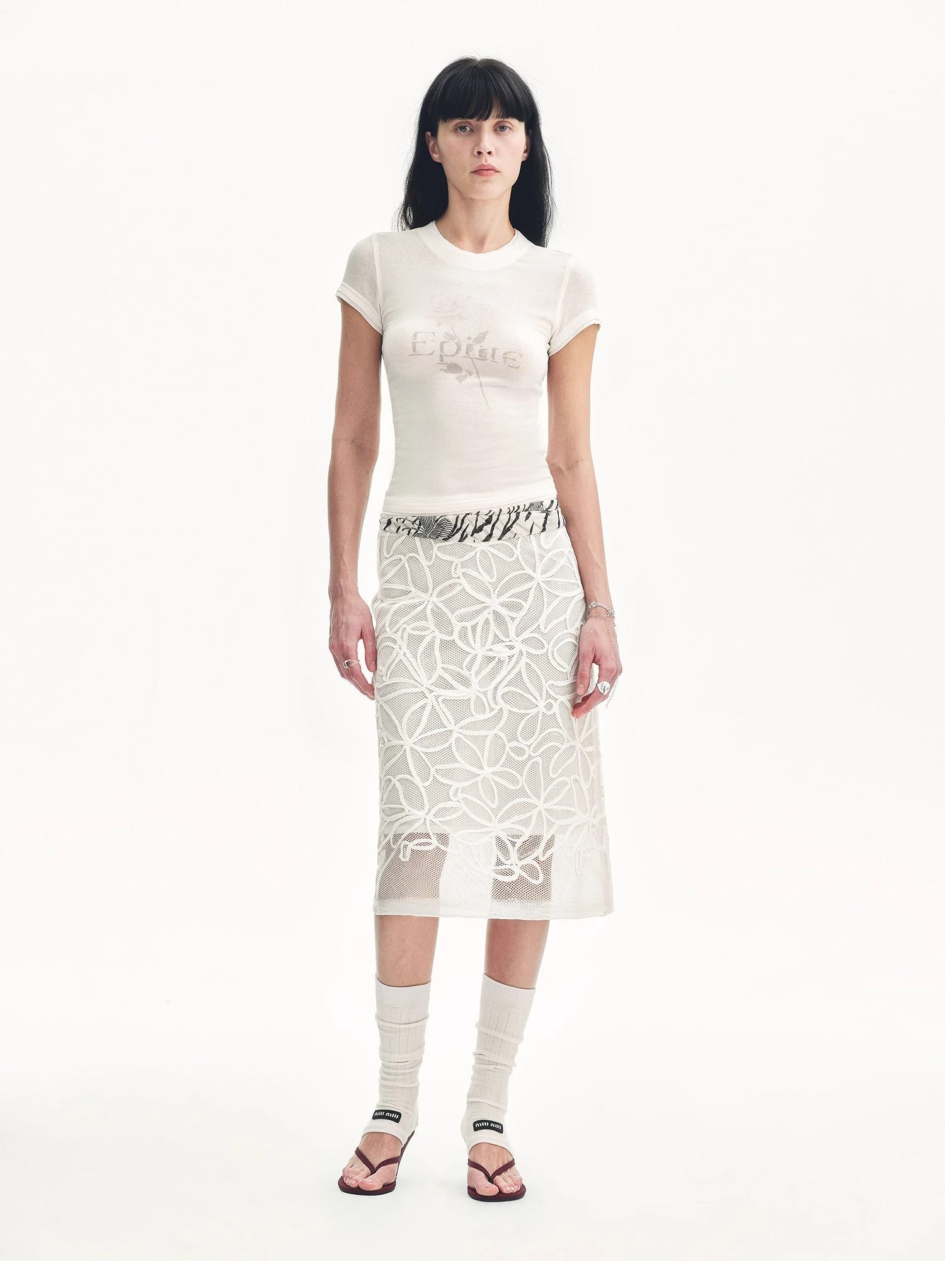 "Summer Dream" acetate sequin embroidered straight skirt - variant_title
