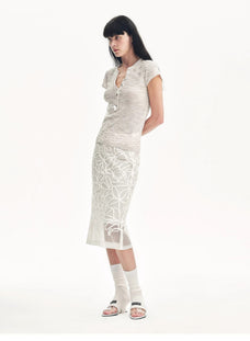 "Summer Dream" acetate sequin embroidered straight skirt - variant_title