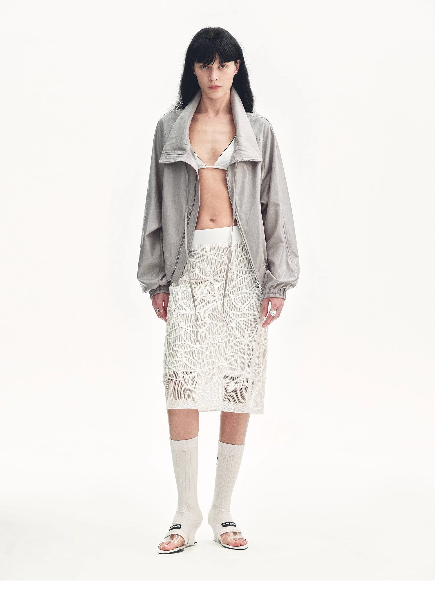 "Summer Dream" acetate sequin embroidered straight skirt - variant_title