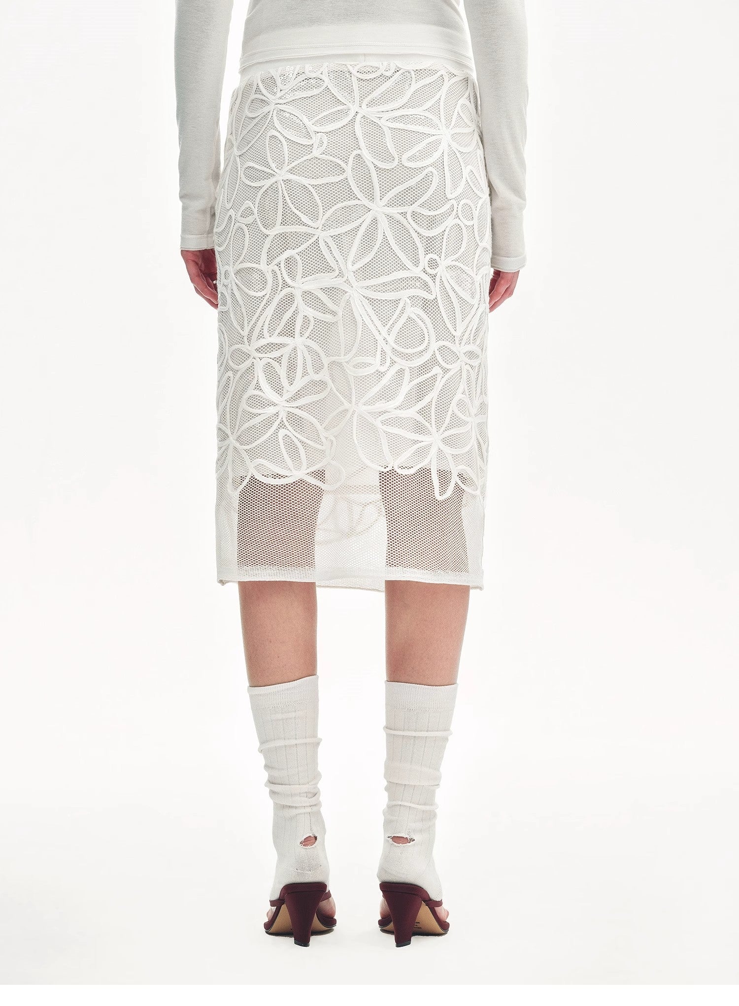 "Summer Dream" acetate sequin embroidered straight skirt - variant_title
