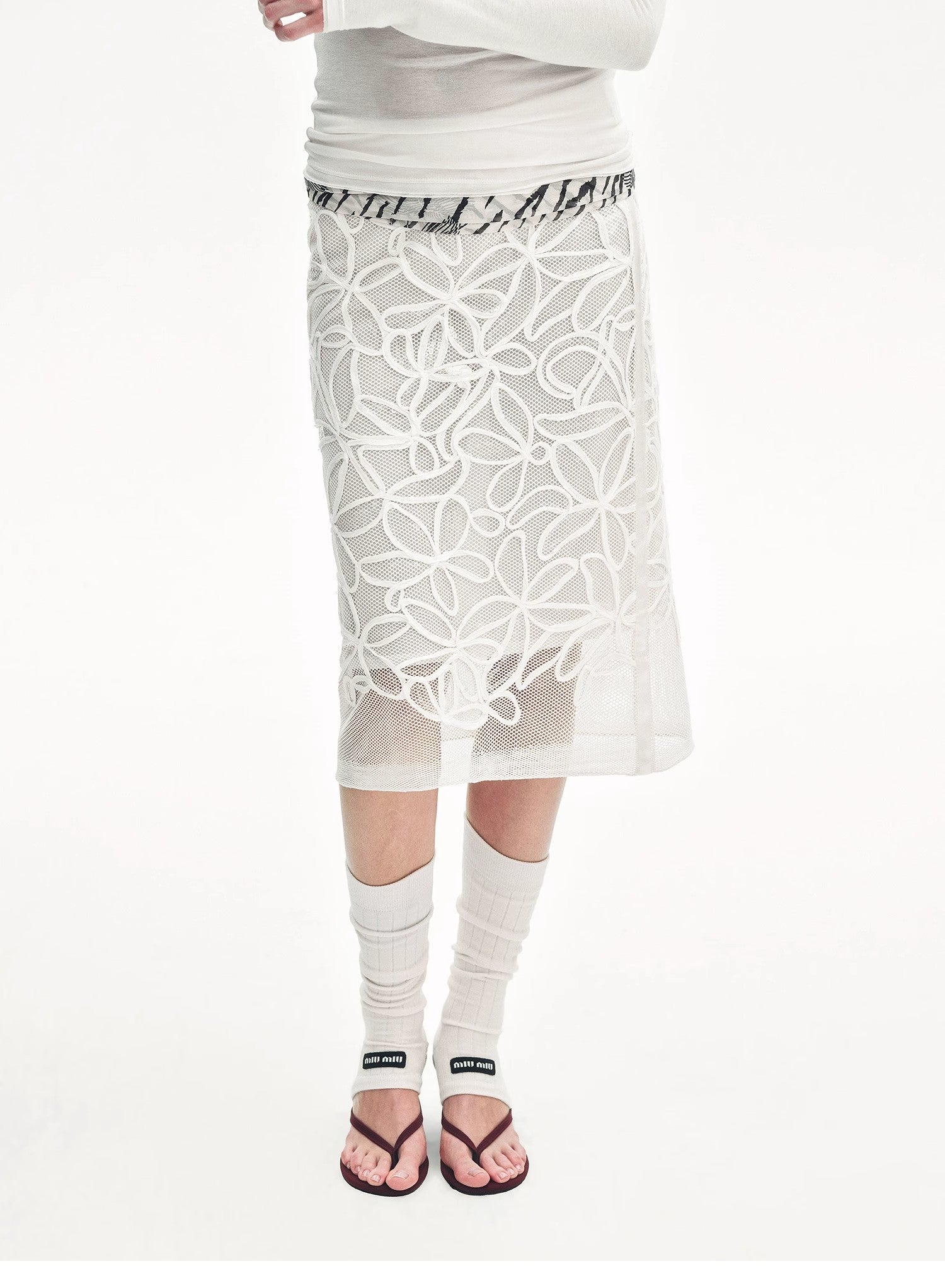 "Summer Dream" acetate sequin embroidered straight skirt - variant_title