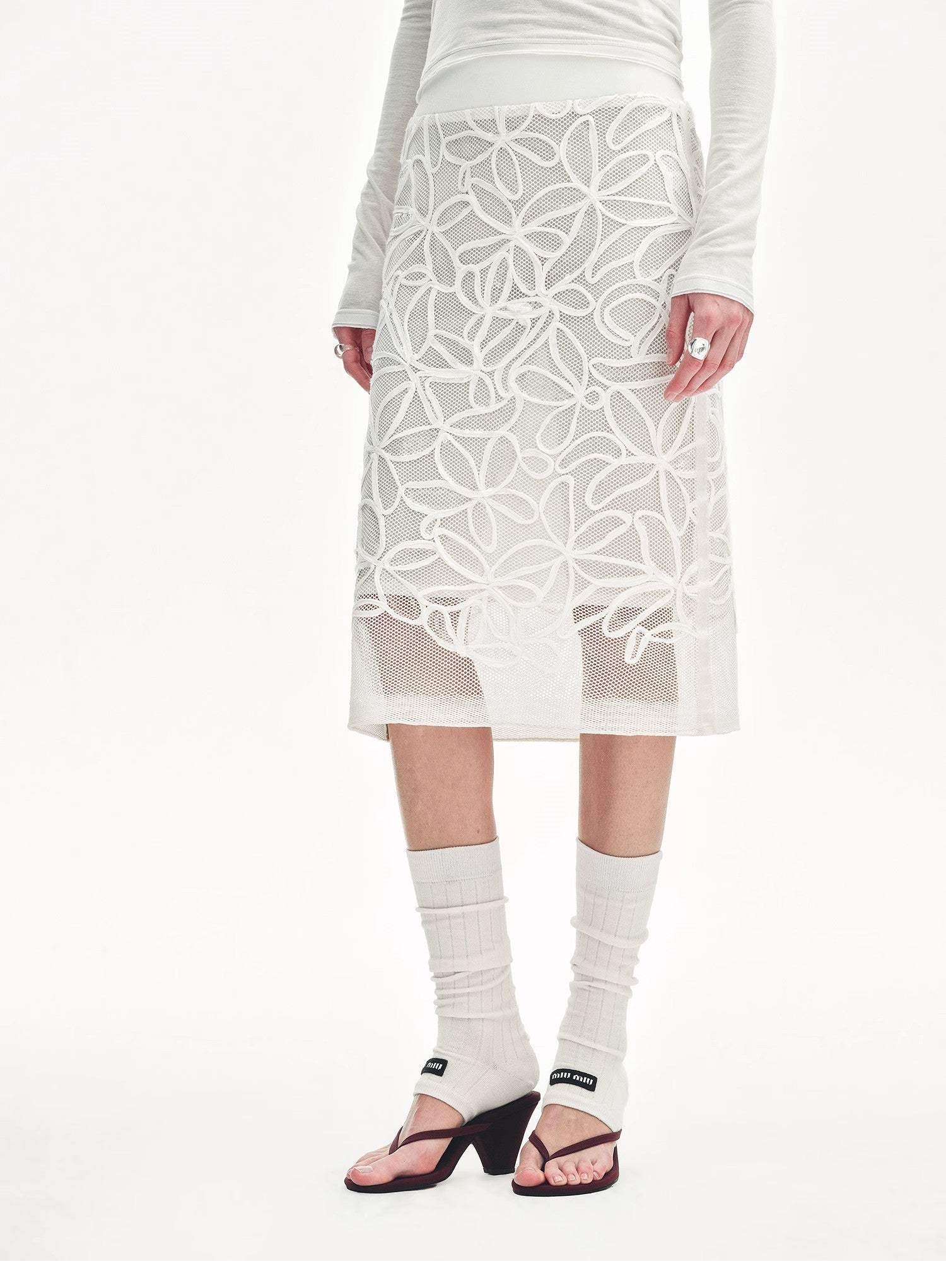 "Summer Dream" acetate sequin embroidered straight skirt - variant_title