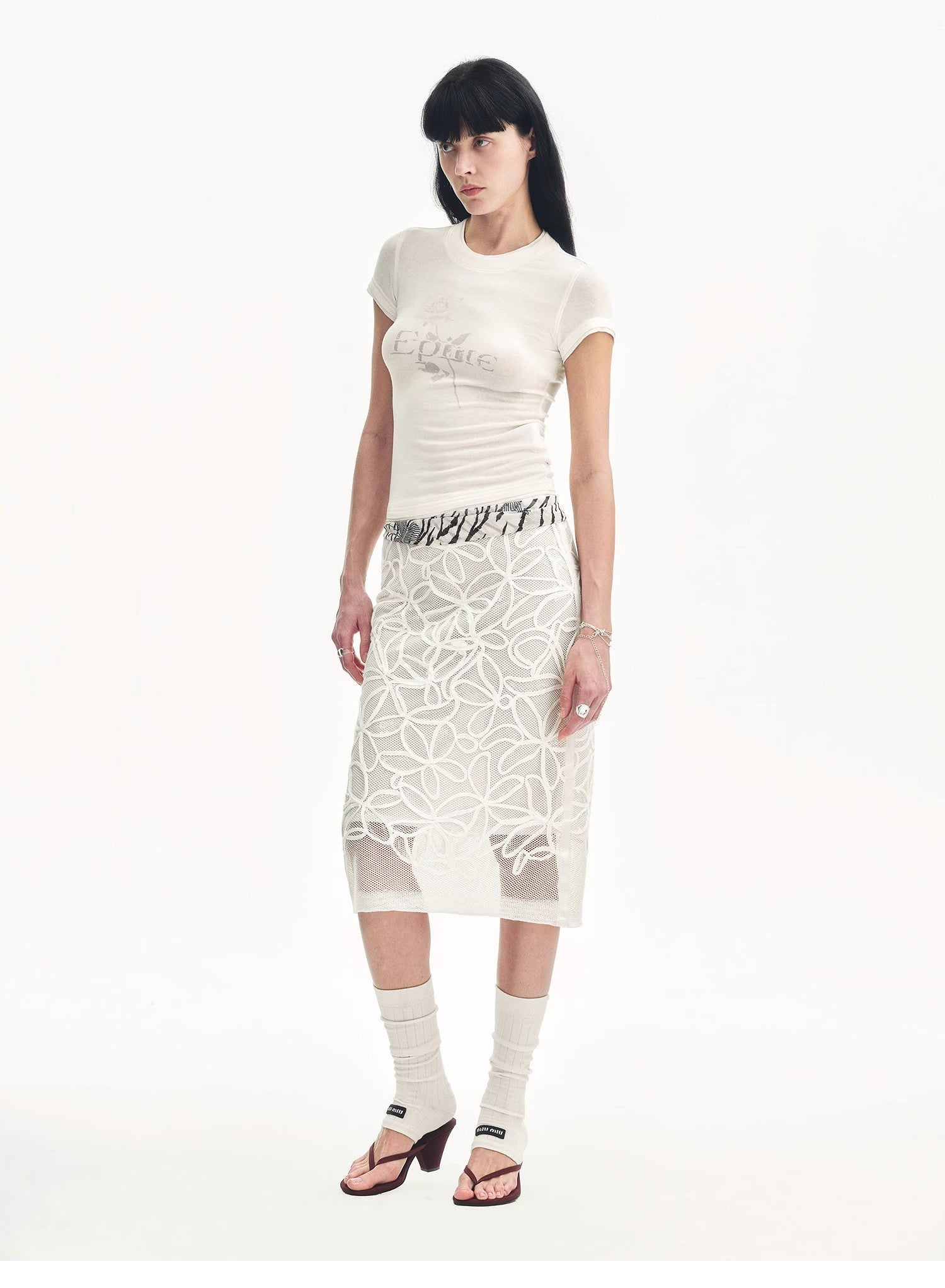 "Summer Dream" acetate sequin embroidered straight skirt - variant_title
