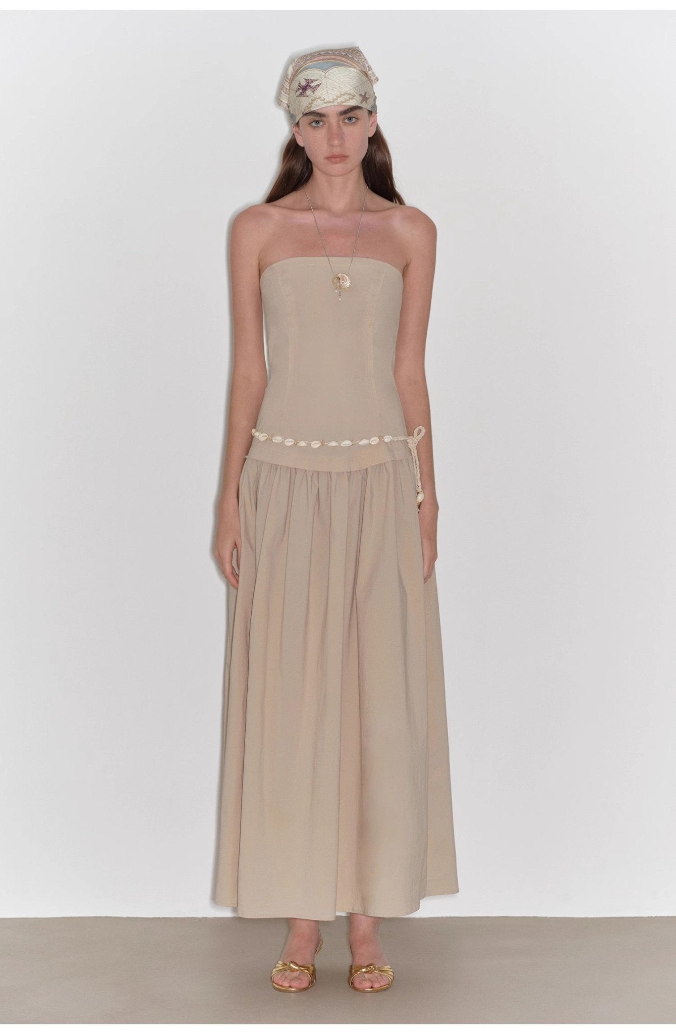 "Summer Formula" Retro and elegant bust - wrapped, long - waisted, slim - fitting, large A - hem mid - length dress - variant_title