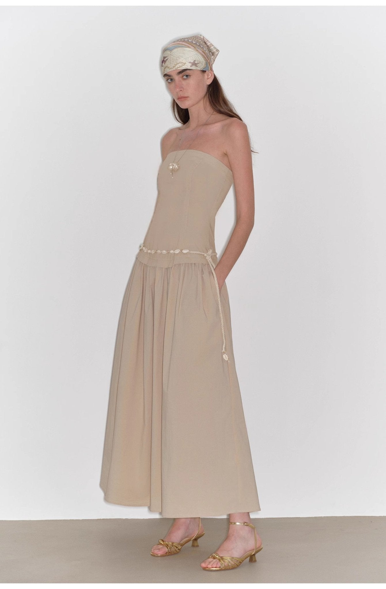 "Summer Formula" Retro and elegant bust - wrapped, long - waisted, slim - fitting, large A - hem mid - length dress - variant_title