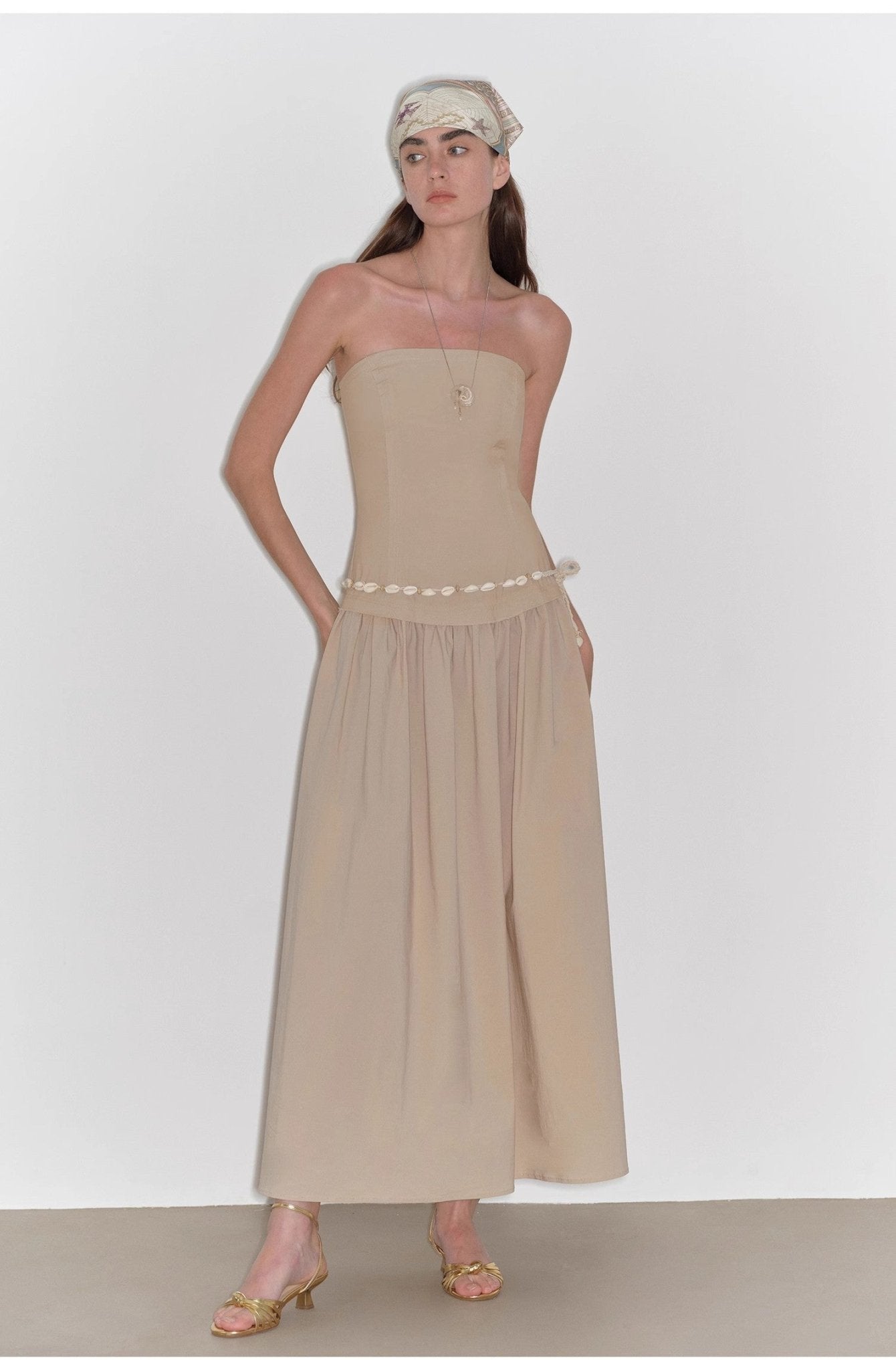 "Summer Formula" Retro and elegant bust - wrapped, long - waisted, slim - fitting, large A - hem mid - length dress - variant_title