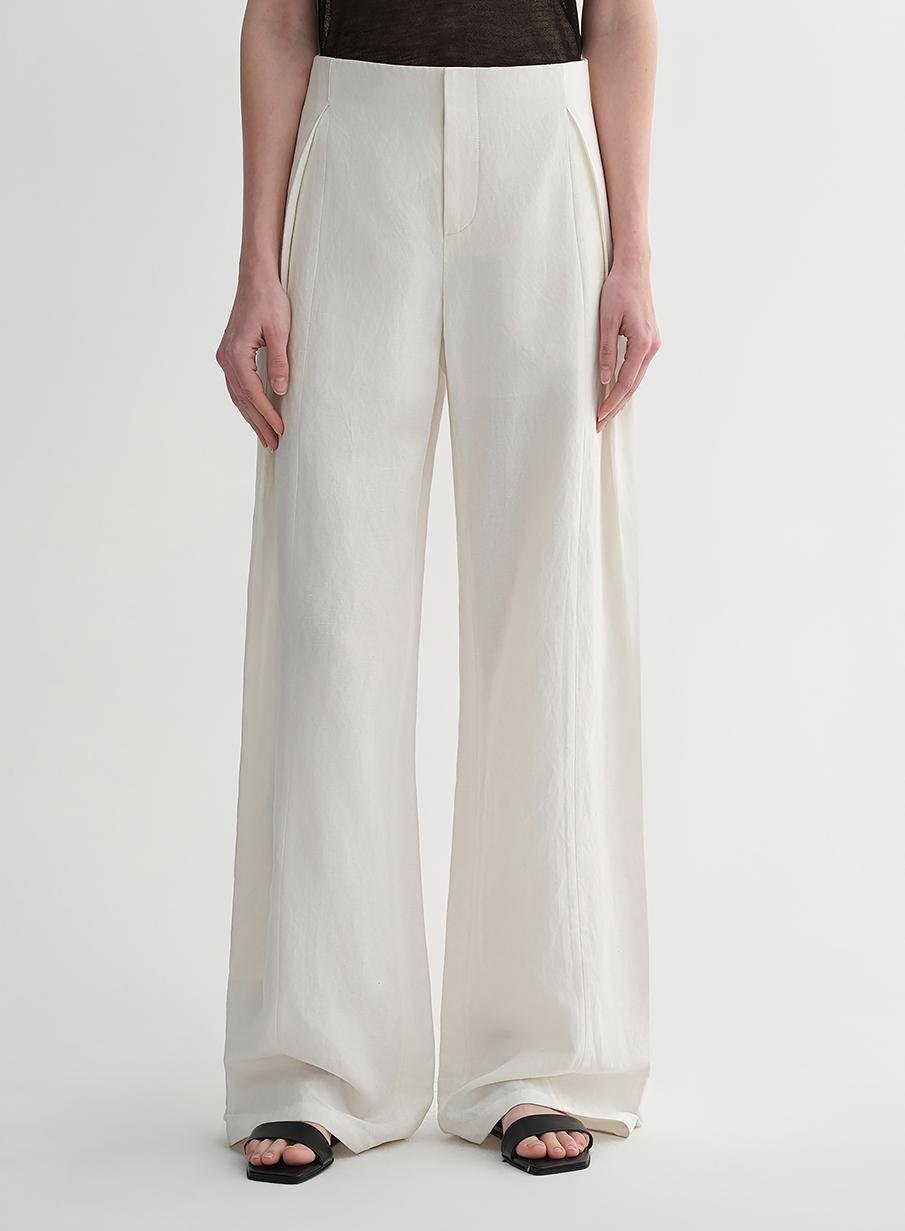 Summer mulberry silk linen waistless three - dimensional pleated wide - leg pants for women - variant_title