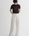 Summer mulberry silk linen waistless three - dimensional pleated wide - leg pants for women - variant_title