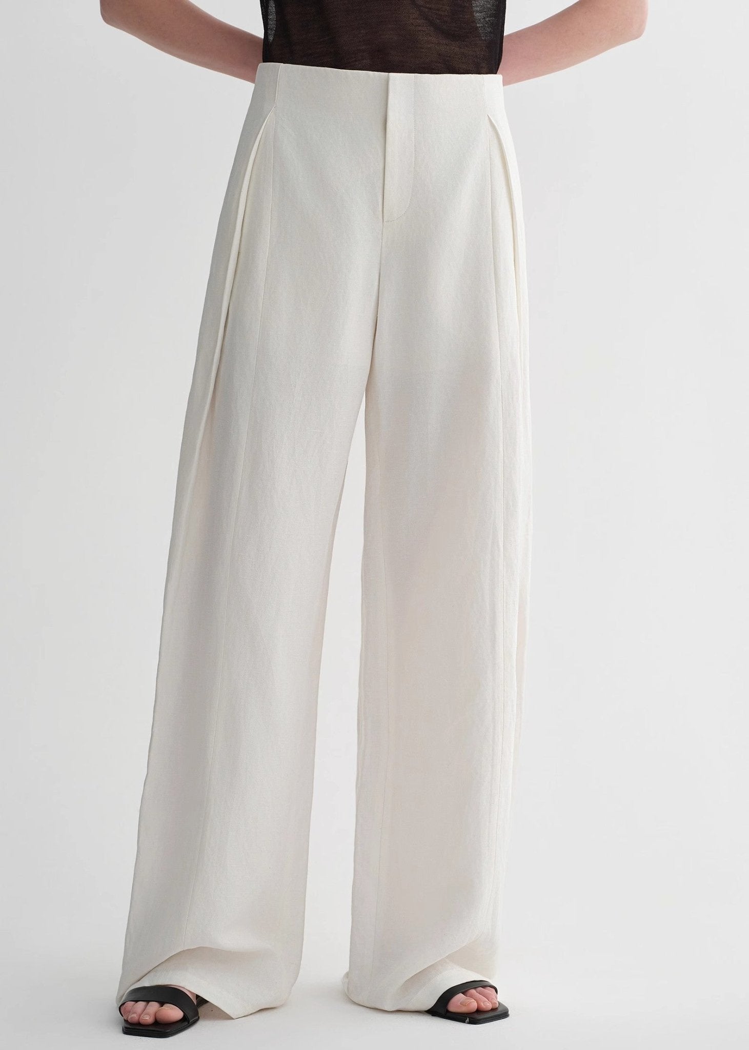 Summer mulberry silk linen waistless three - dimensional pleated wide - leg pants for women - variant_title