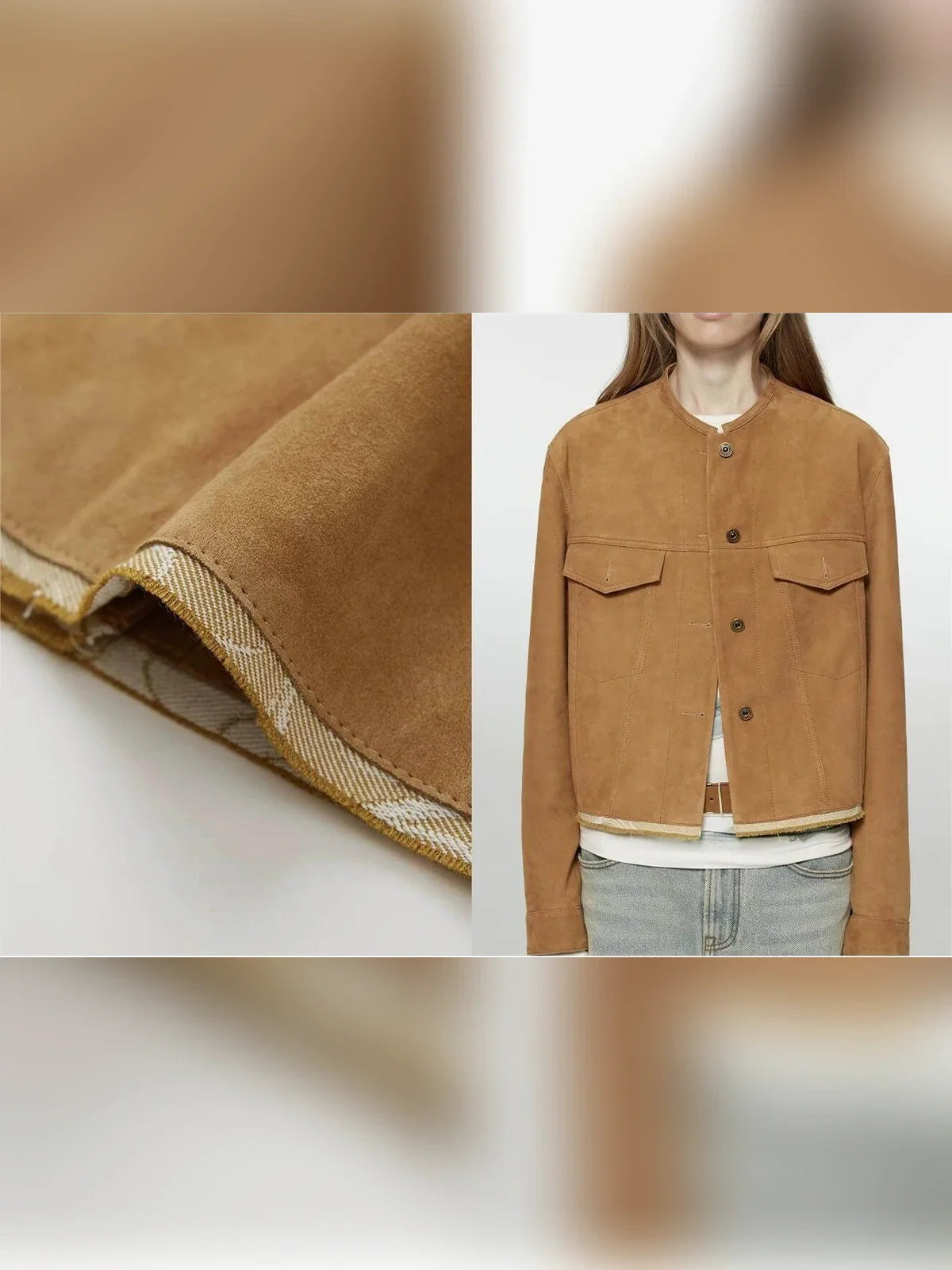 Firelady Fur Women's Vintage Suede Crew Neck Jacket - Relaxed Fit Cropped Blazer "Sunset Escape"Firelady Fur