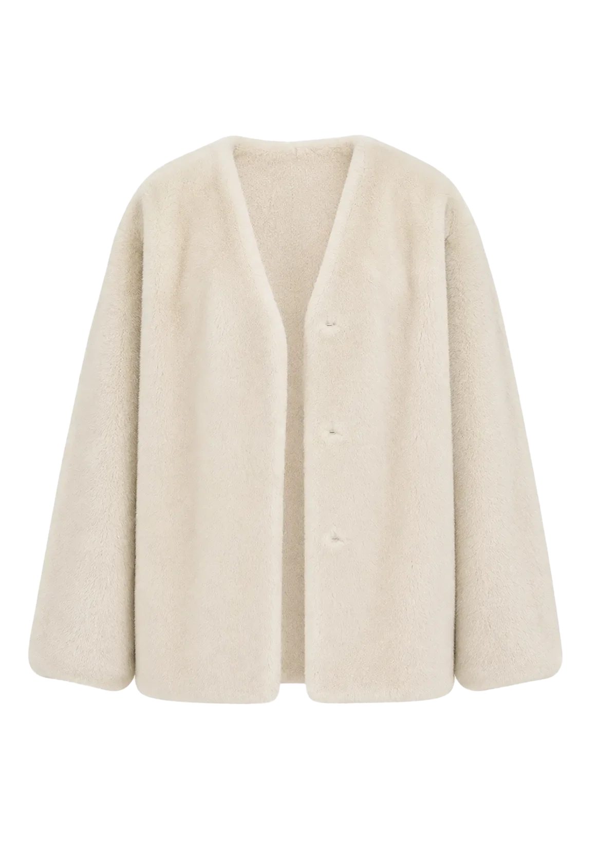 Swiss Snow Pearl Beige mink mid-length coat, transparent product view