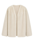 Swiss Snow Pearl Beige mink mid-length coat, transparent product view