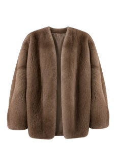Swiss Snow Pastel mink mid-length coat, transparent product view