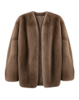 Swiss Snow Pastel mink mid-length coat, transparent product view