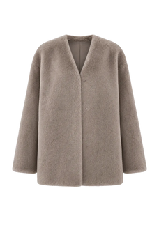 Swiss Snow Silverblue mink mid-length coat, transparent product view