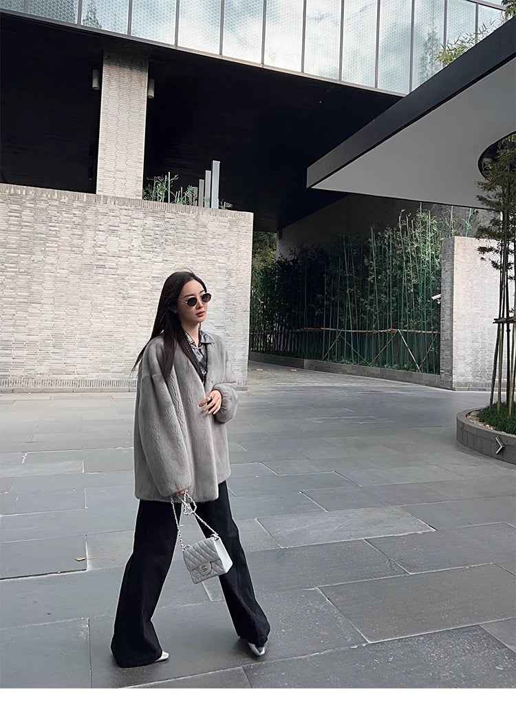 Swiss Snow Mink Velvet Fur Coat - variant_title