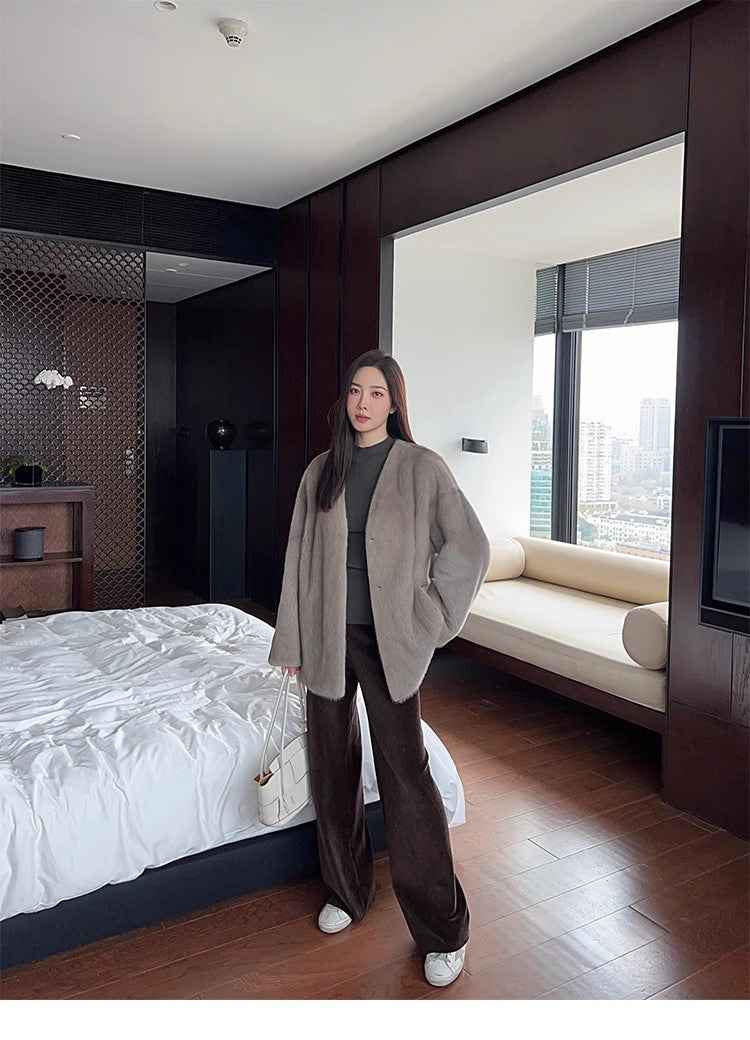 Swiss Snow Mink Velvet Fur Coat - variant_title