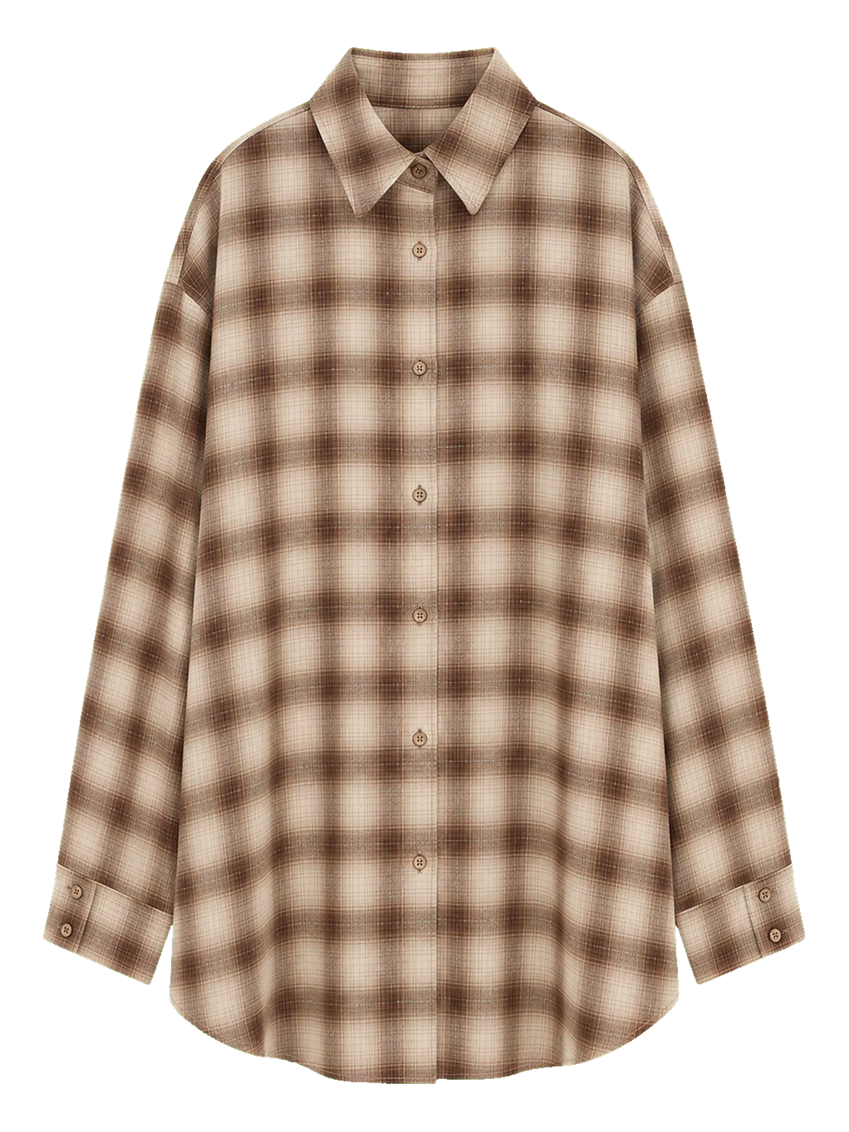 Tea Grid brown plaid cotton shirt transparent product image