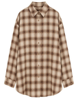 Tea Grid brown plaid cotton shirt transparent product image
