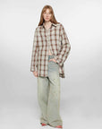 "Tea Grid" high - quality high - count cotton loose retro plaid shirt - variant_title