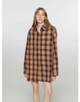 "Tea Grid" high - quality high - count cotton loose retro plaid shirt - variant_title