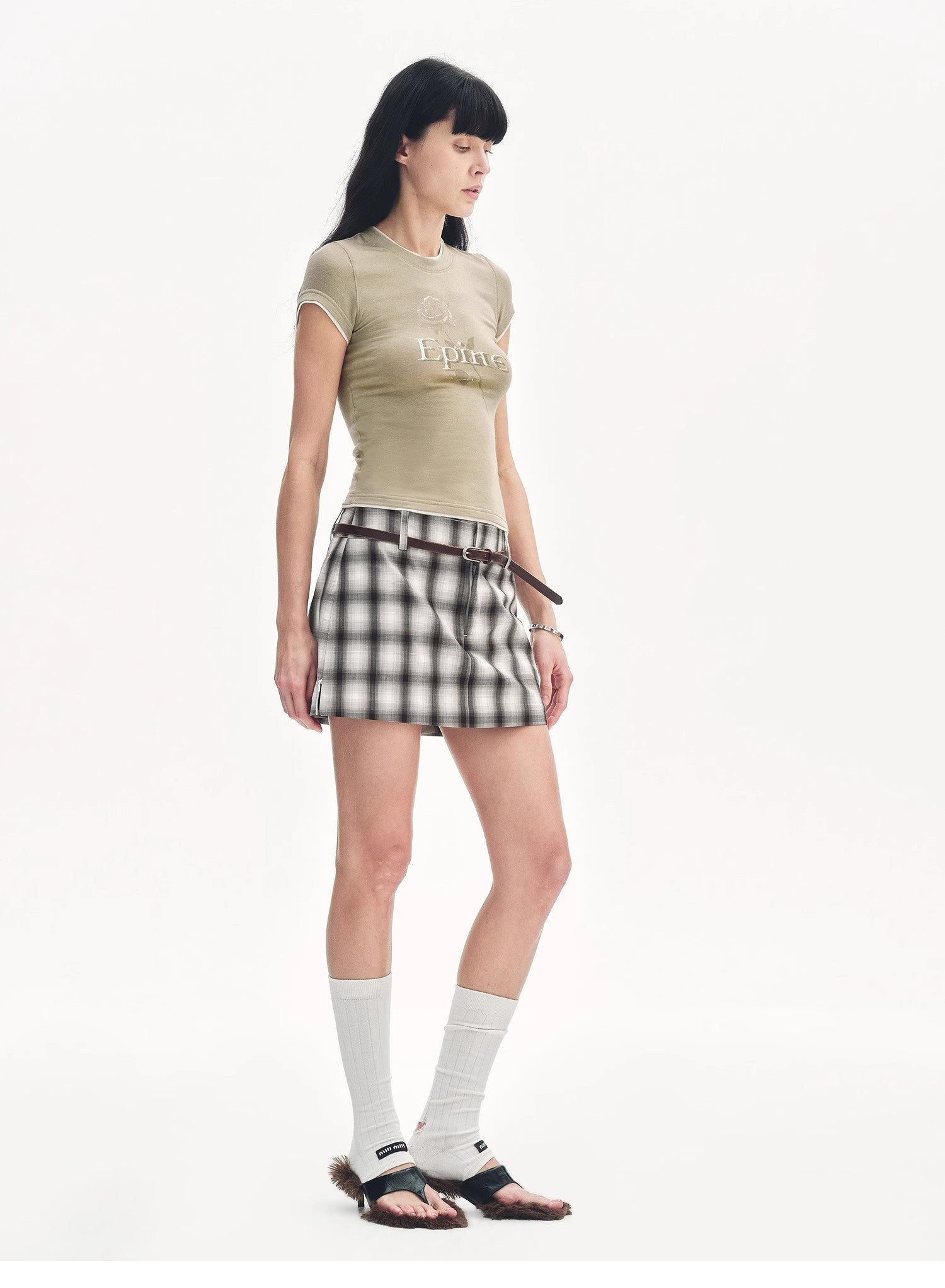 Tencel acetate fake two - piece slim fit straight shoulder T-shirt"Memory Navigation" - variant_title