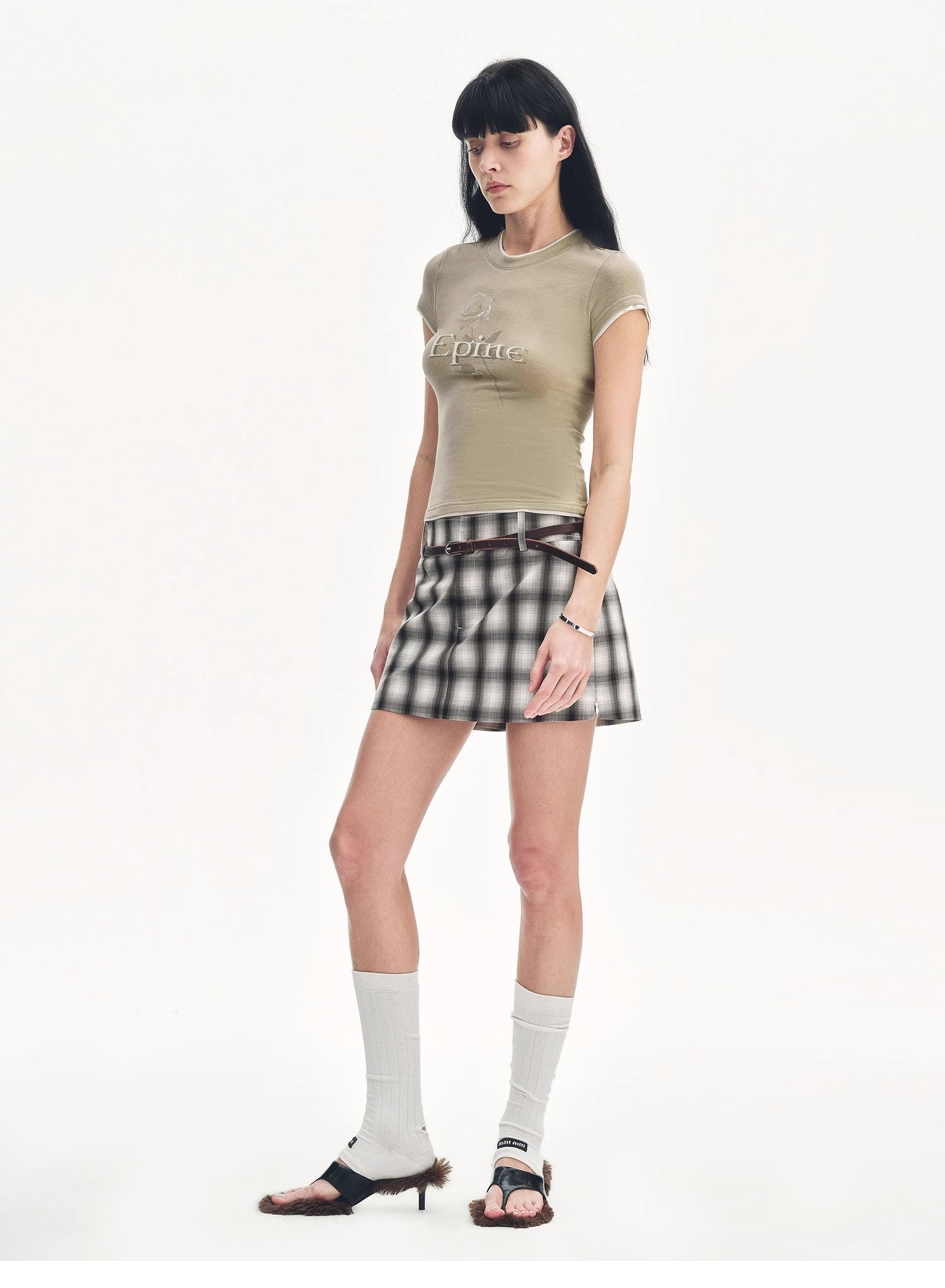 Tencel acetate fake two - piece slim fit straight shoulder T-shirt"Memory Navigation" - variant_title