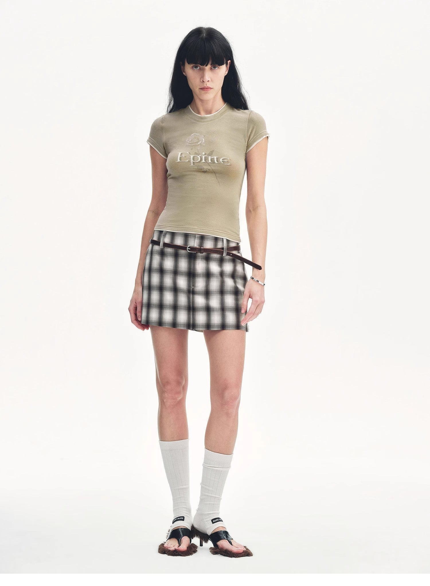 Tencel acetate fake two - piece slim fit straight shoulder T-shirt"Memory Navigation" - variant_title