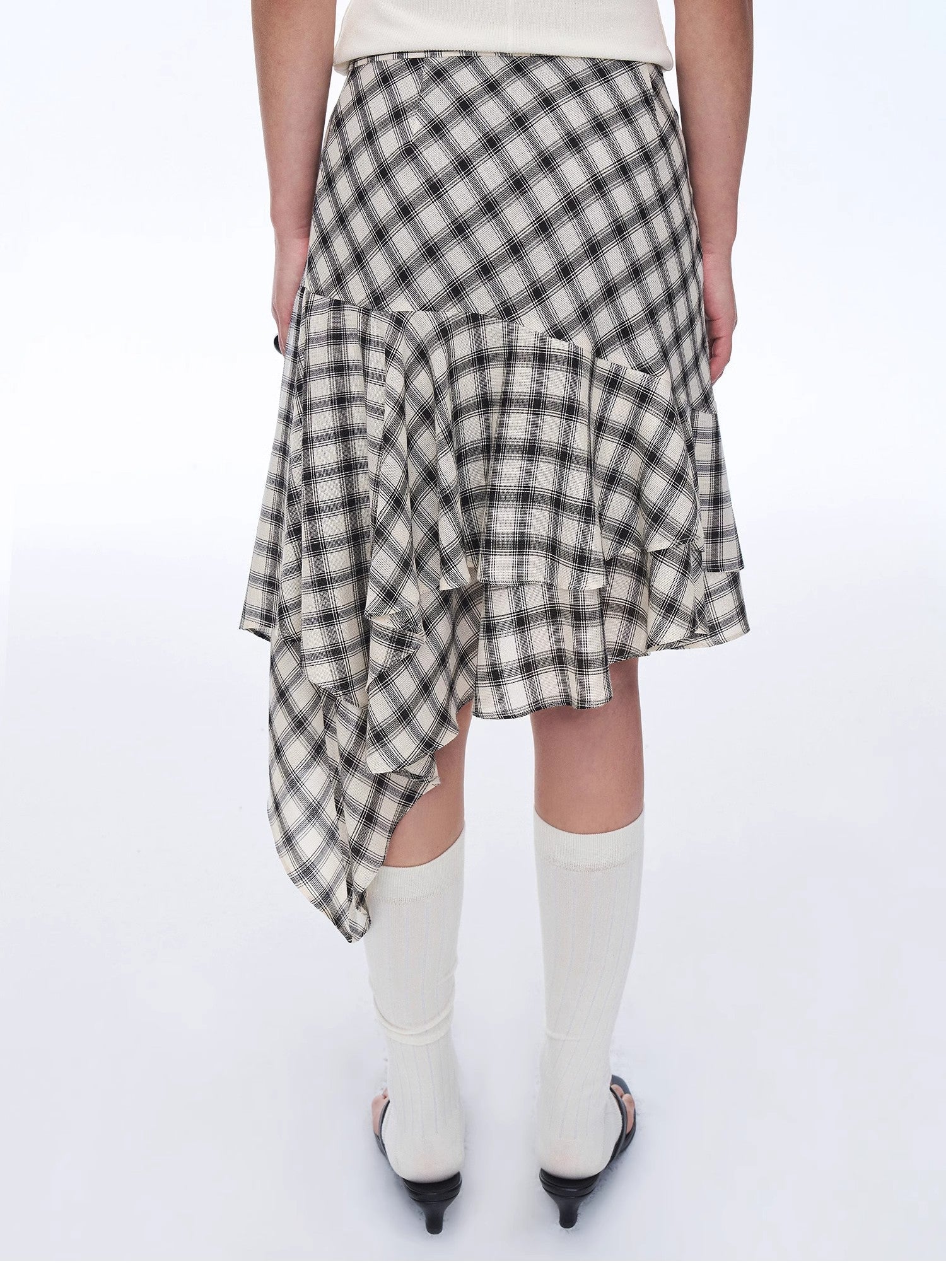 Tencel acetate plaid irregular A - line skirt"Full - level ballet" - variant_title