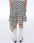 Tencel acetate plaid irregular A - line skirt"Full - level ballet" - variant_title
