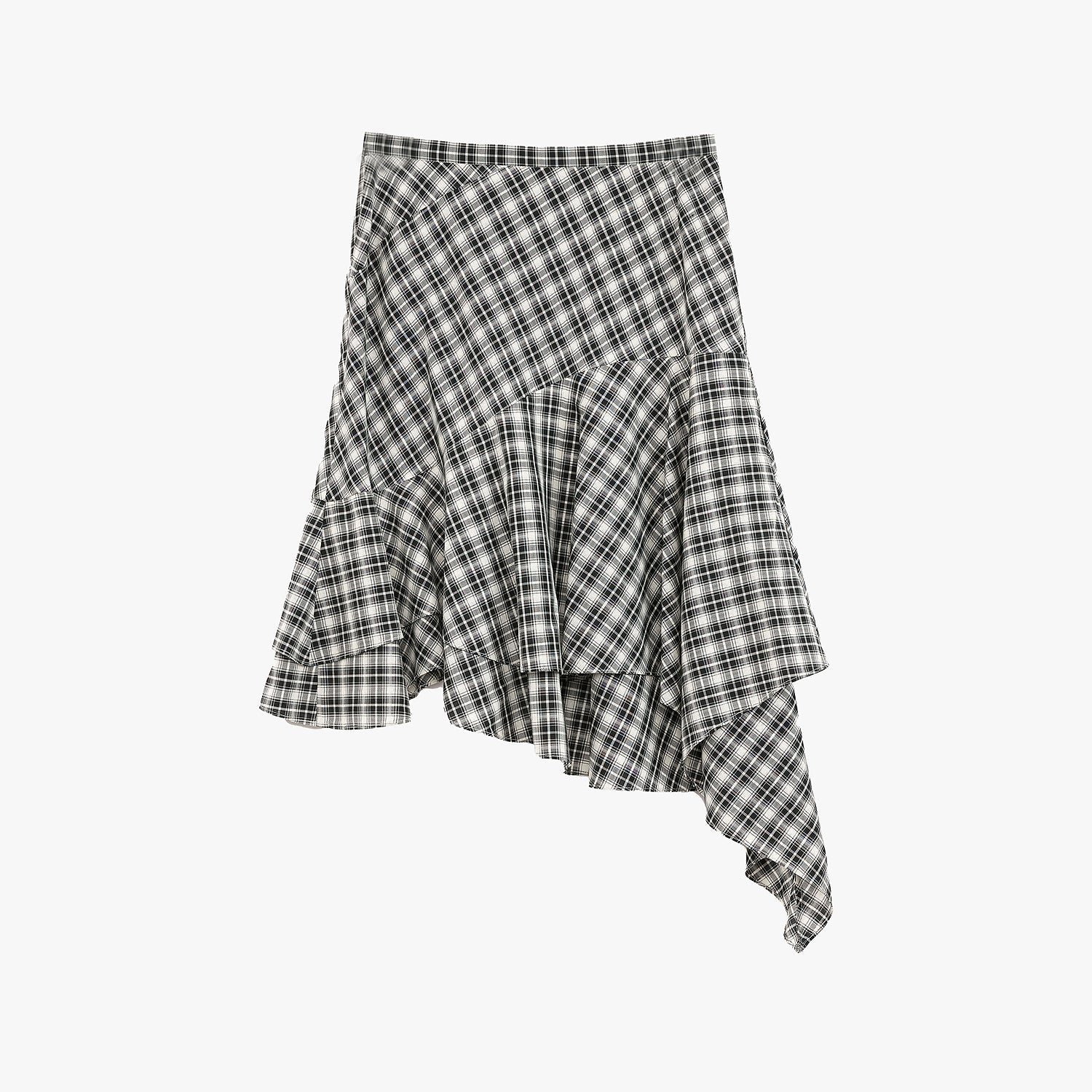 Tencel acetate plaid irregular A - line skirt"Full - level ballet" - variant_title