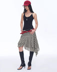 Tencel acetate plaid irregular A - line skirt"Full - level ballet" - variant_title