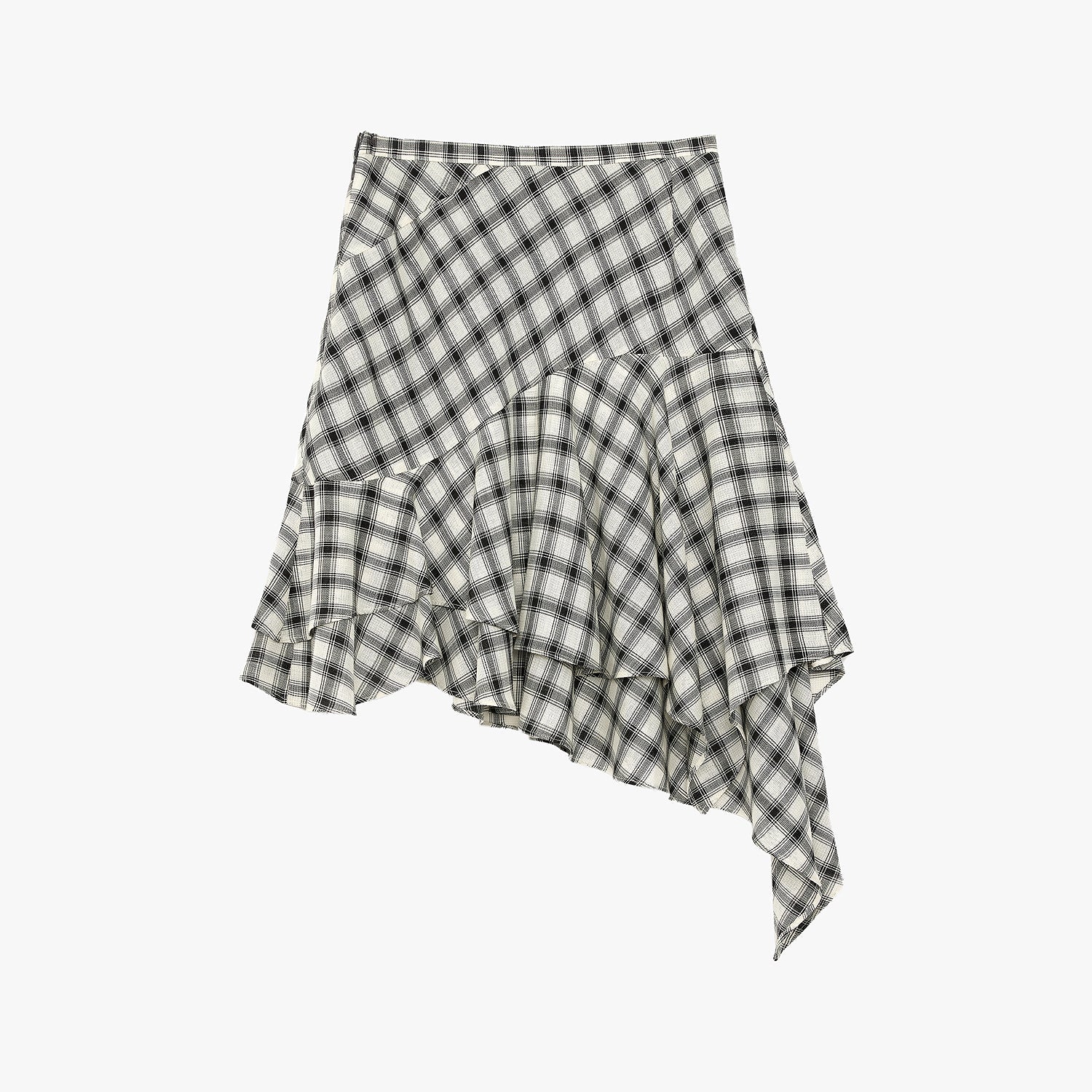 Tencel acetate plaid irregular A - line skirt"Full - level ballet" - variant_title