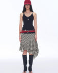 Tencel acetate plaid irregular A - line skirt"Full - level ballet" - variant_title