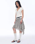 Tencel acetate plaid irregular A - line skirt"Full - level ballet" - variant_title