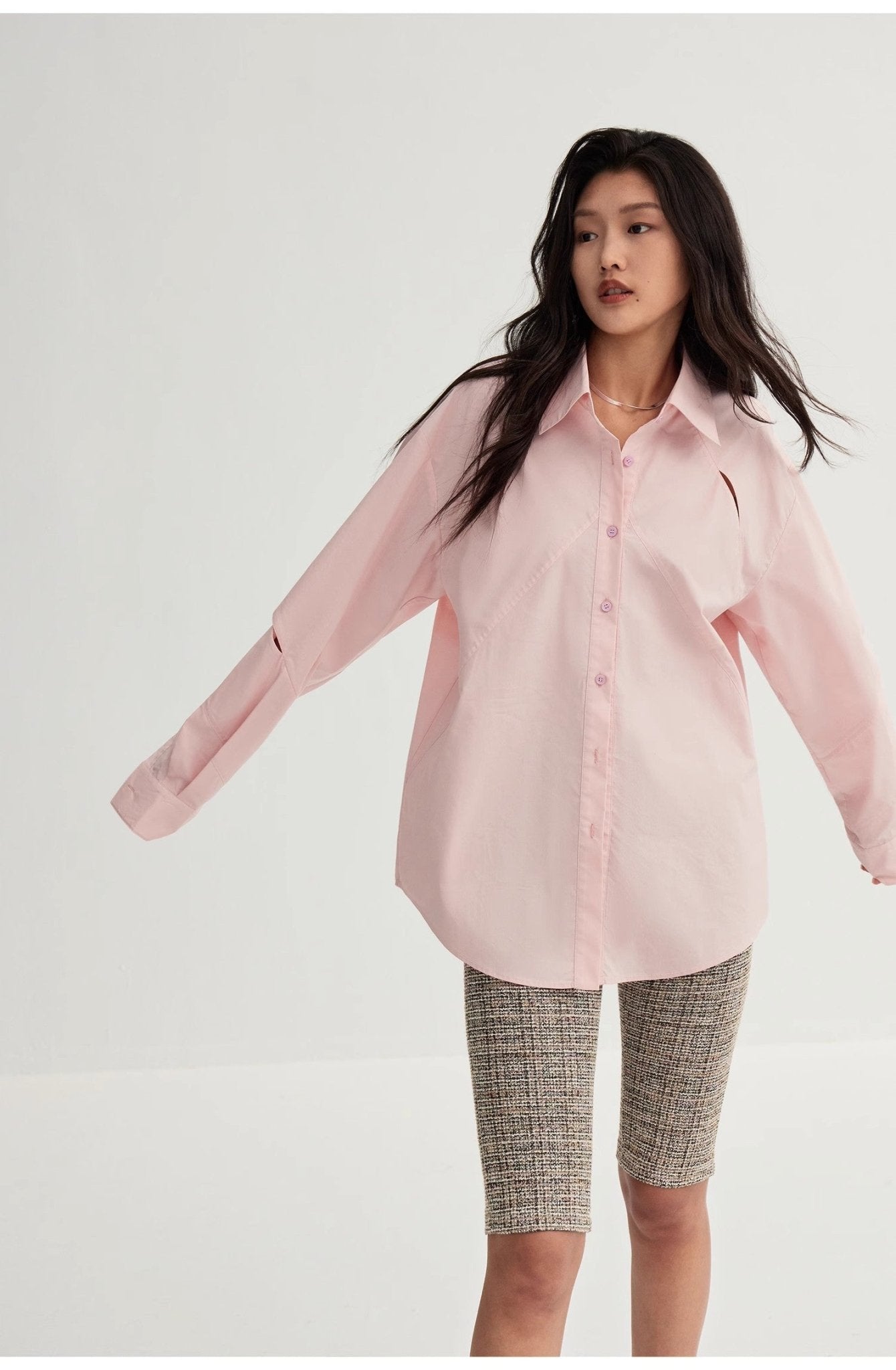 Tencel jacquard striped long - sleeved shirt jacket women's loose top"Spring and Summer Prank" - variant_title