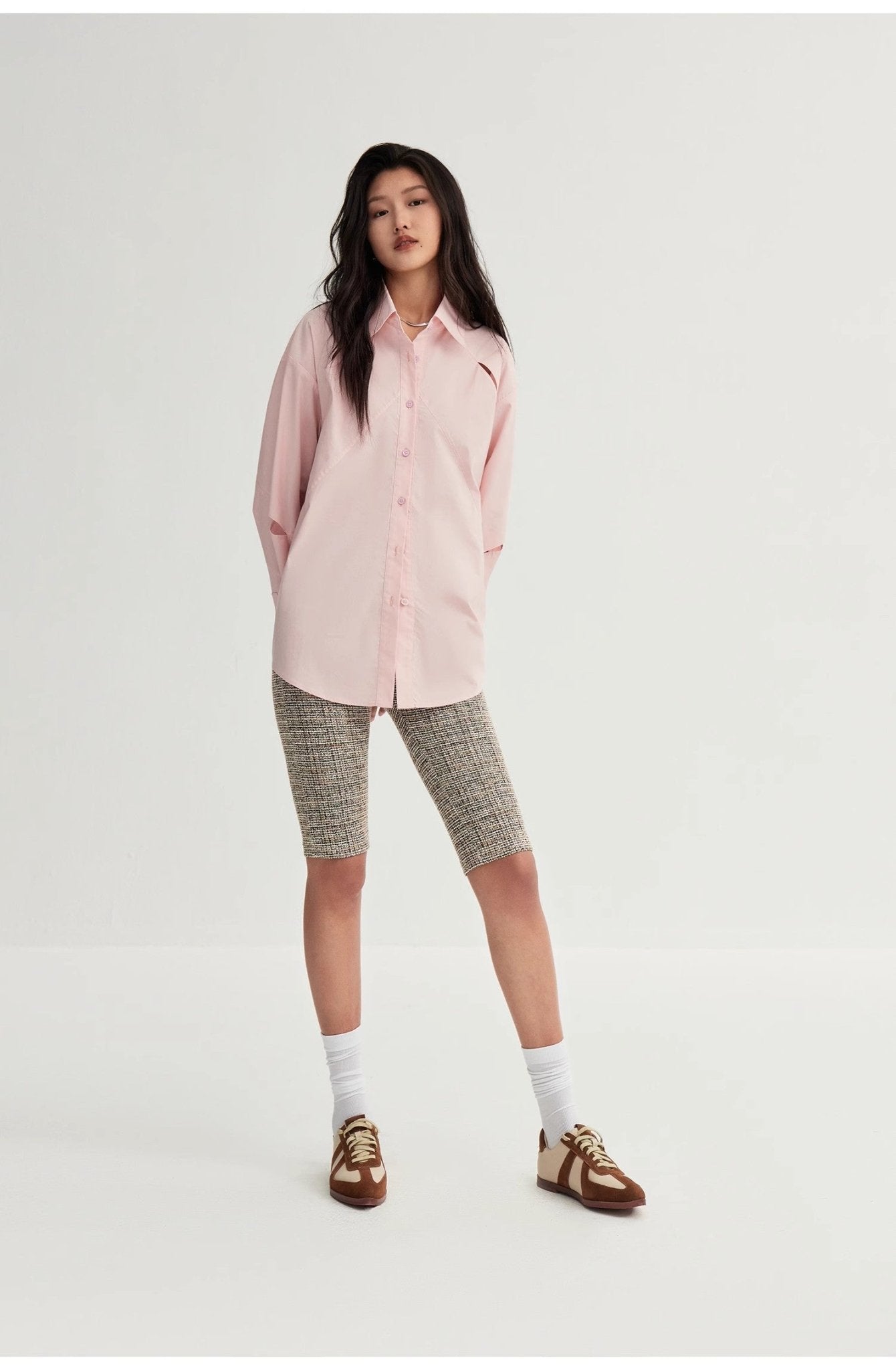 Tencel jacquard striped long - sleeved shirt jacket women's loose top"Spring and Summer Prank" - variant_title