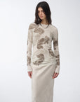 Tencel wool original cashew print round neck slim long sleeve and skirt"Vintage Gene" - variant_title