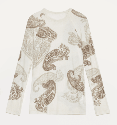 Tencel wool original cashew print round neck slim long sleeve and skirt"Vintage Gene" - variant_title