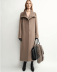 THE ARTM Women's Alpaca Wool Blend Coat - A - Line Lapel Long Coat "Architectural Grace" - variant_title