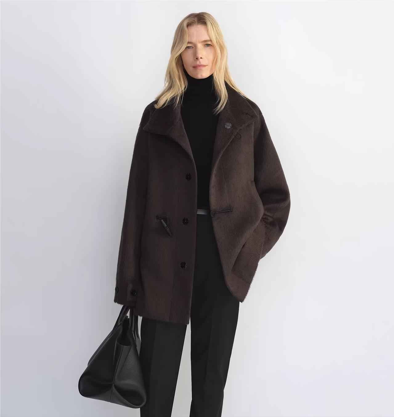 THE ARTM Women's Alpaca Wool Blend Stand Collar Short Coat "Elegant Warmth" - variant_title