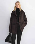 THE ARTM Women's Alpaca Wool Blend Stand Collar Short Coat "Elegant Warmth" - variant_title