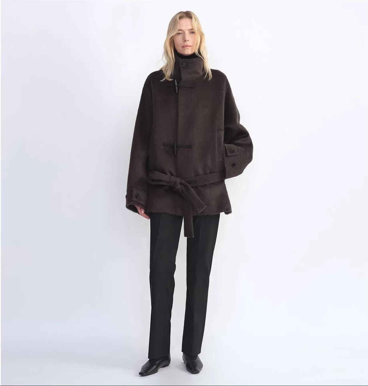 THE ARTM Women's Alpaca Wool Blend Stand Collar Short Coat "Elegant Warmth" - variant_title