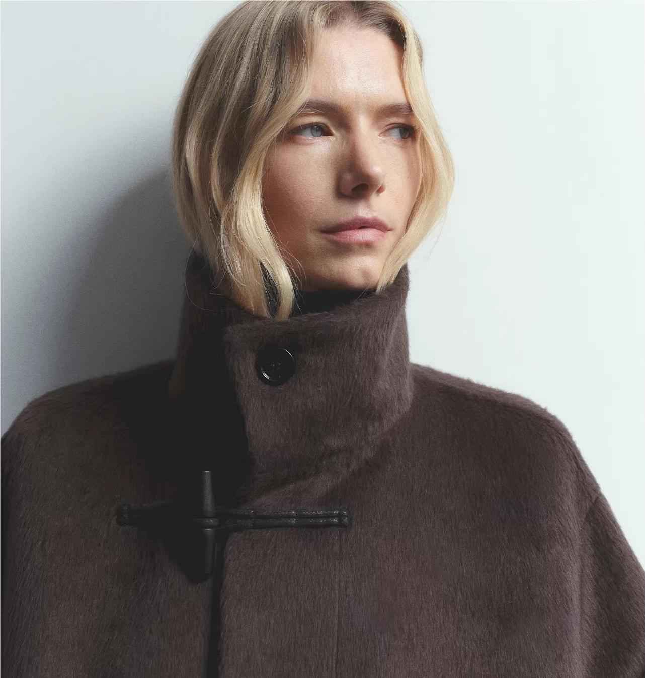THE ARTM Women's Alpaca Wool Blend Stand Collar Short Coat "Elegant Warmth" - variant_title