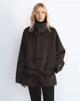 THE ARTM Women's Alpaca Wool Blend Stand Collar Short Coat "Elegant Warmth" - variant_title