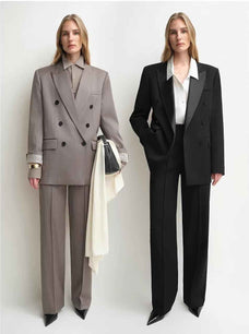 THE ARTM Women's Double - Breasted Wool Blazer - Peak Lapel Tuxedo Jacket - variant_title
