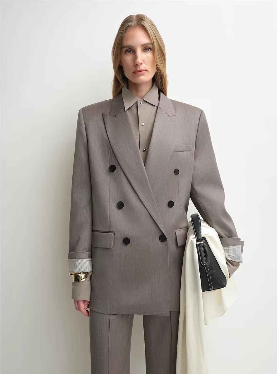 THE ARTM Women's Double - Breasted Wool Blazer - Peak Lapel Tuxedo Jacket - variant_title
