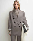 THE ARTM Women's Double - Breasted Wool Blazer - Peak Lapel Tuxedo Jacket - variant_title