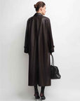 THE ARTM Women's Lambskin Leather Trench Coat - Long A - Line Raglan Sleeve Jacket - variant_title