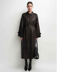 THE ARTM Women's Lambskin Leather Trench Coat - Long A - Line Raglan Sleeve Jacket - variant_title